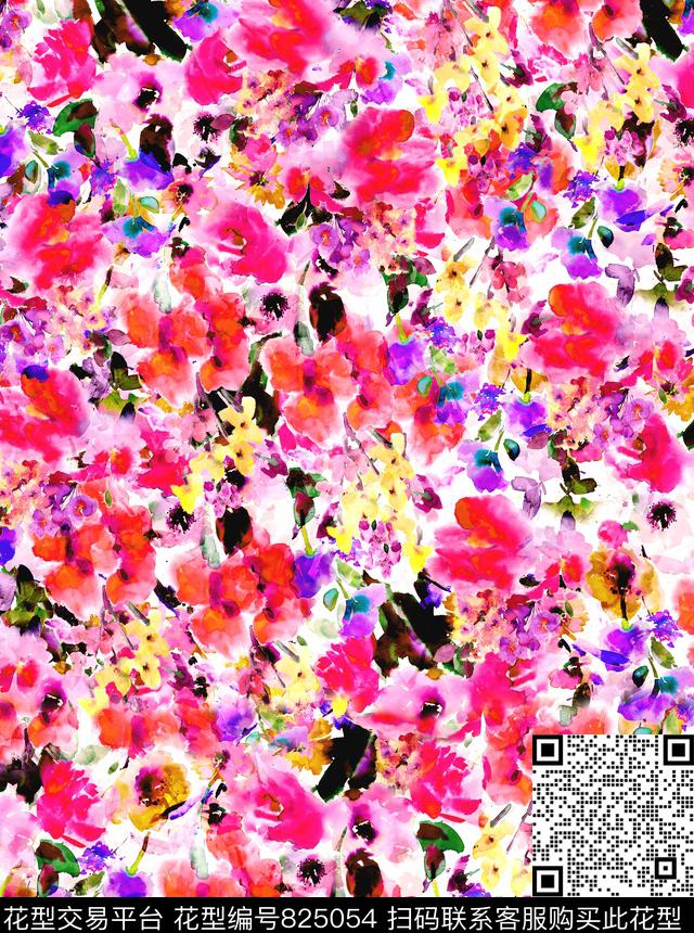 小碎花乱花花朵数码印花华亿平台下载（图片编号: 825054） - 瓦栏（Walan）