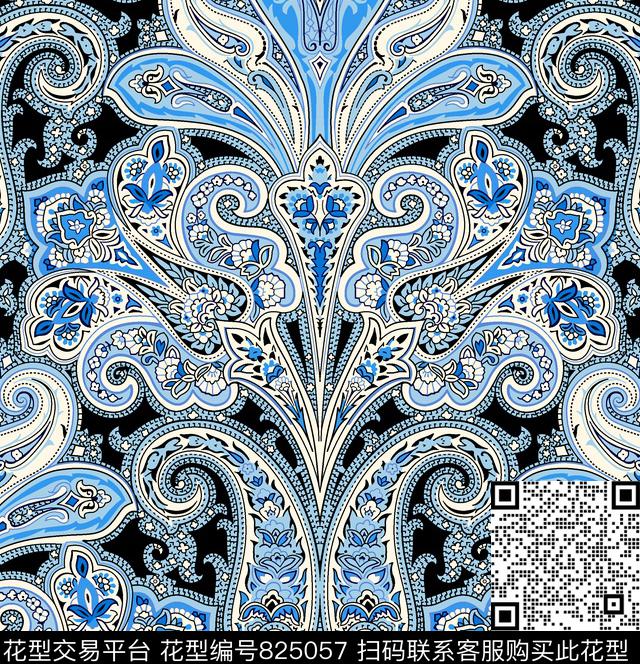 火腿花佩斯利腰果传统印花华亿平台下载（图片编号: 825057） - 瓦栏（Walan）