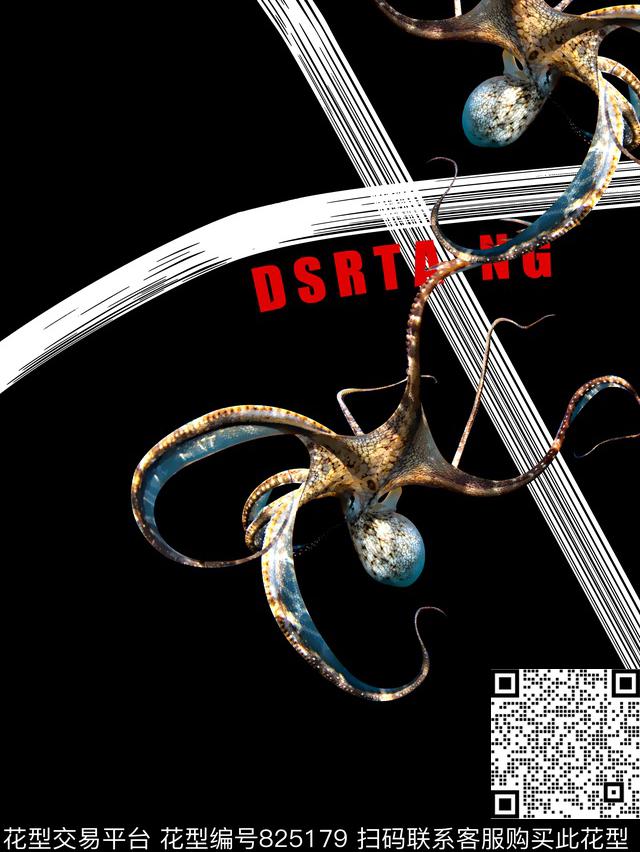 八脚章鱼几何男装T恤华亿平台数码印花华亿平台下载（图片编号: 825179） - 瓦栏（Walan）