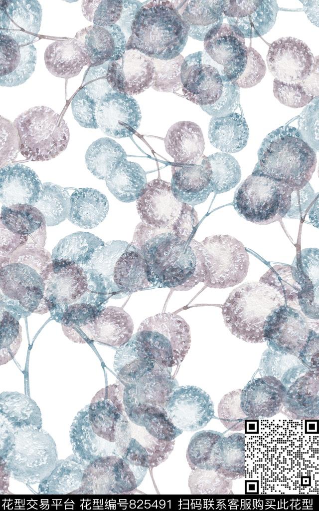 蒲公英淡彩色水彩数码印花华亿平台下载（图片编号: 825491） - 瓦栏（Walan）