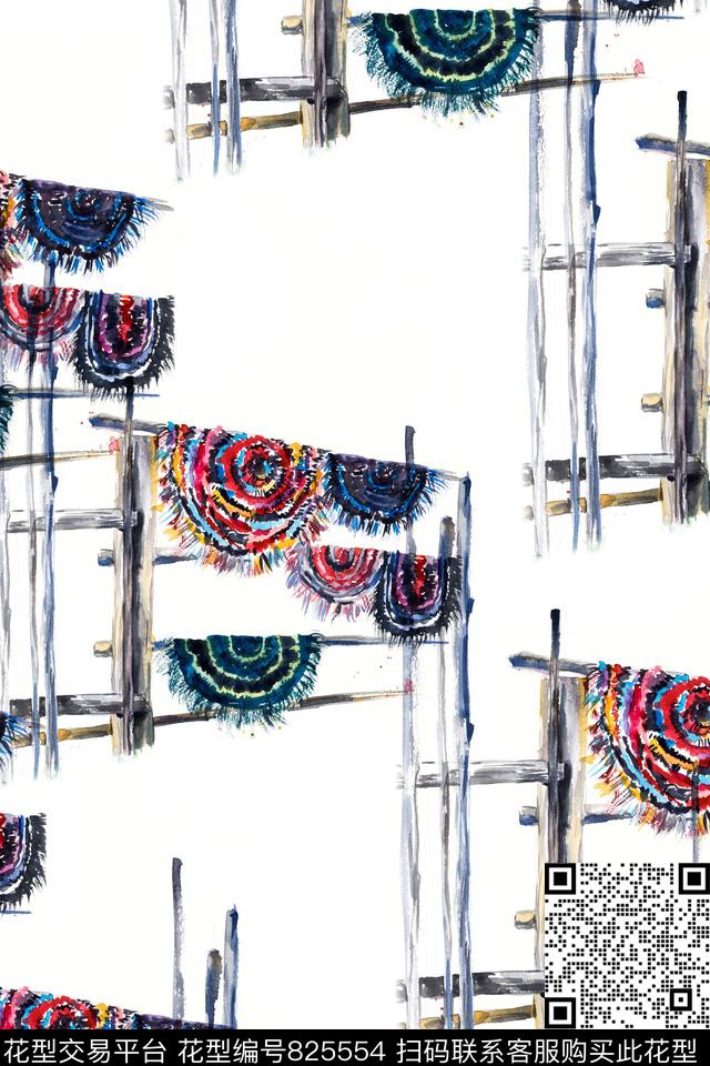 村庄帆布头巾数码印花华亿平台下载（图片编号: 825554） - 瓦栏（Walan）