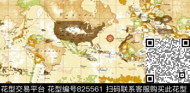 线条地图传统印花华亿平台下载（图片编号: 825561） - 瓦栏（Walan）