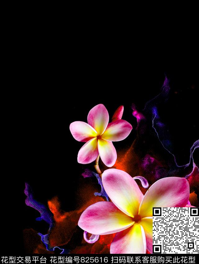 花朵花卉晕染数码印花华亿平台下载（图片编号: 825616） - 瓦栏（Walan）