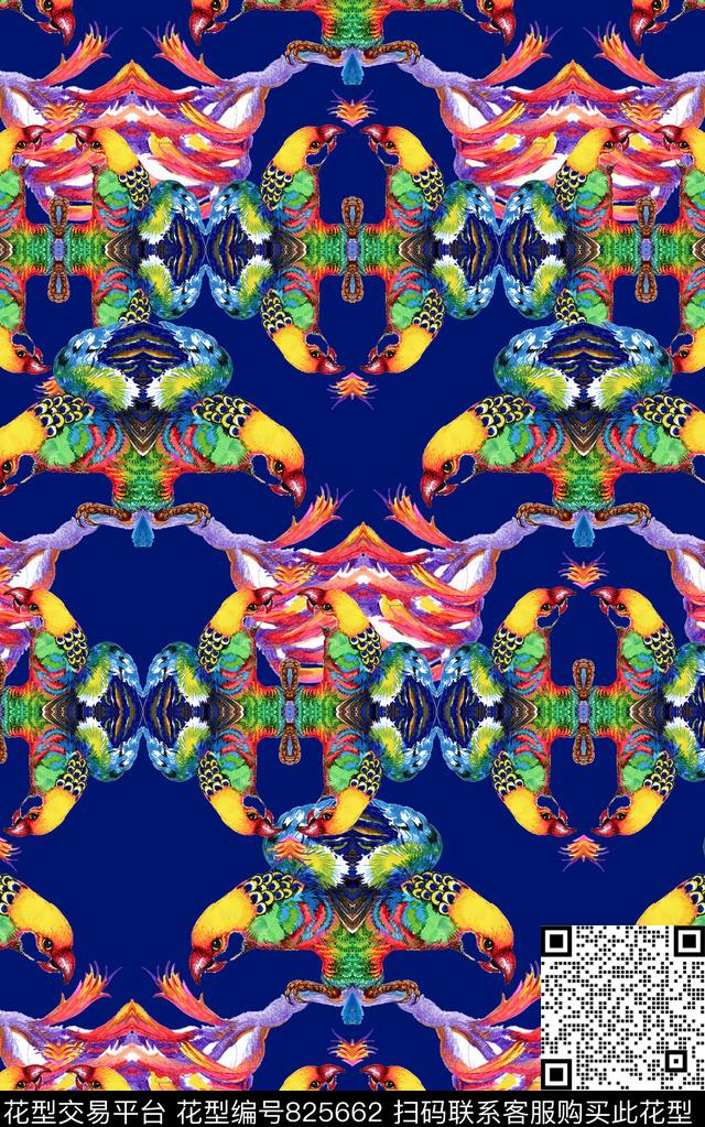 民族风水彩鸟数码印花华亿平台下载（图片编号: 825662） - 瓦栏（Walan）