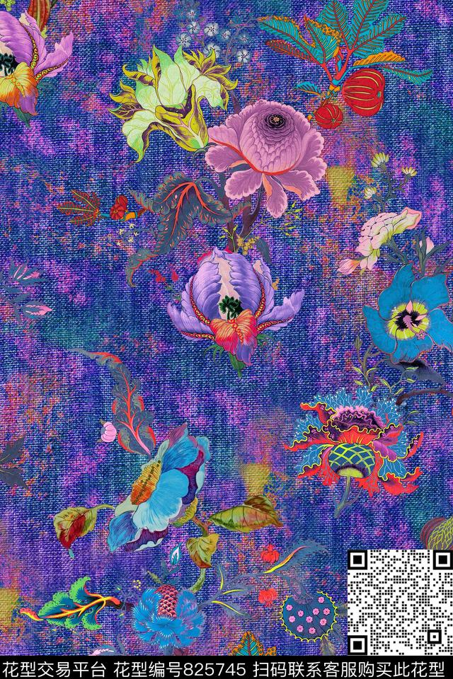 欧式花纹肌理油画数码印花华亿平台下载（图片编号: 825745） - 瓦栏（Walan）