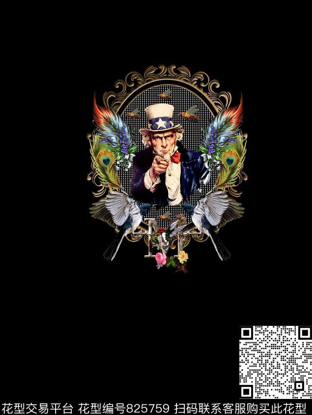 鸟时尚欧式数码印花华亿平台下载（图片编号: 825759） - 瓦栏（Walan）