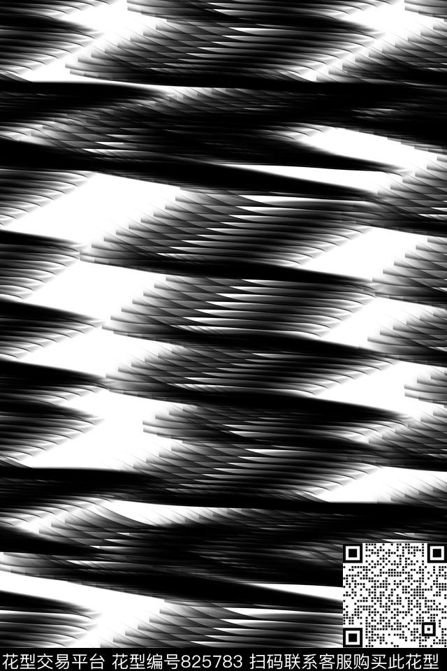 男装波浪条纹条纹数码印花华亿平台下载（图片编号: 825783） - 瓦栏（Walan）