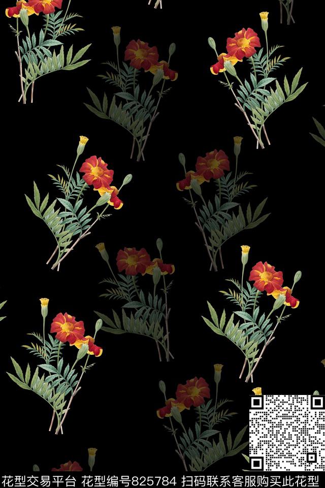 花卉大花花朵数码印花华亿平台下载（图片编号: 825784） - 瓦栏（Walan）