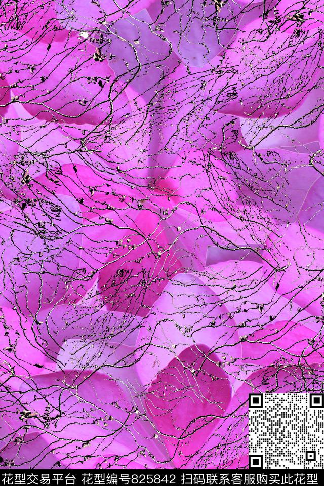 花朵藤枝肌理数码印花华亿平台下载（图片编号: 825842） - 瓦栏（Walan）