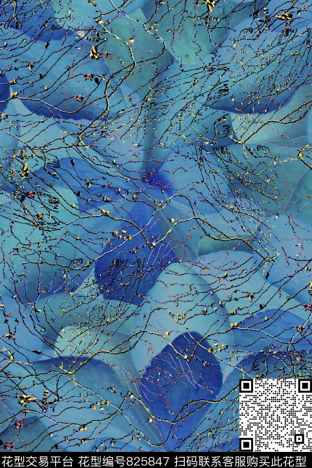 花朵藤枝肌理数码印花华亿平台下载（图片编号: 825847） - 瓦栏（Walan）