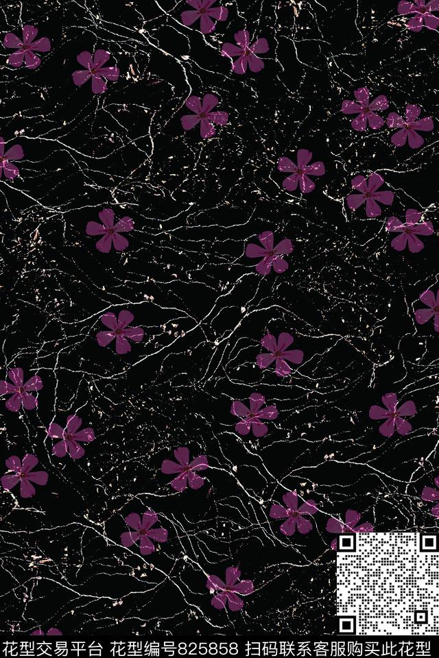 花朵藤枝肌理数码印花华亿平台下载（图片编号: 825858） - 瓦栏（Walan）