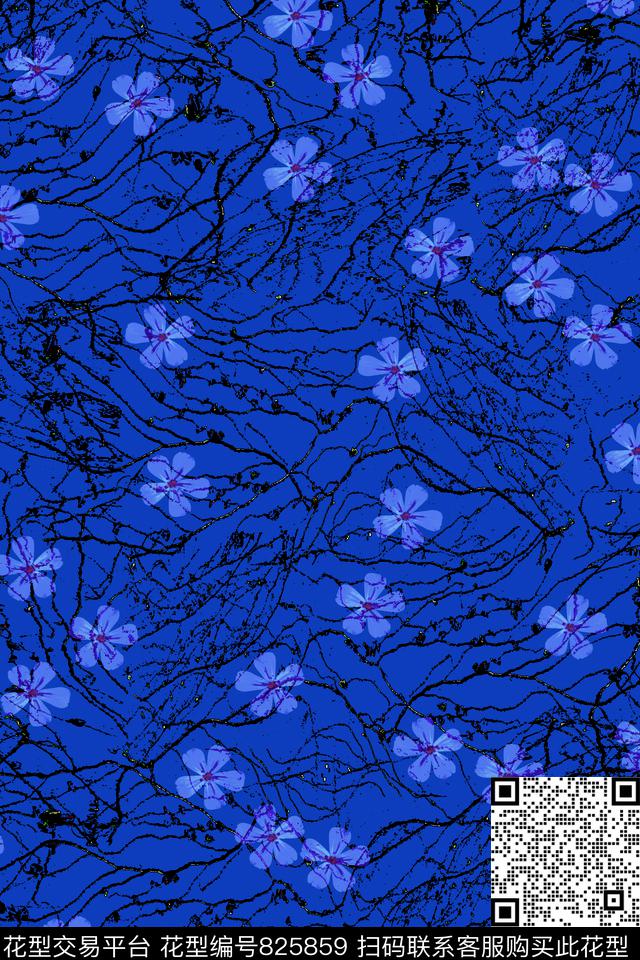花朵藤枝肌理数码印花华亿平台下载（图片编号: 825859） - 瓦栏（Walan）