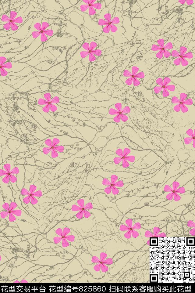 花朵藤枝肌理数码印花华亿平台下载（图片编号: 825860） - 瓦栏（Walan）