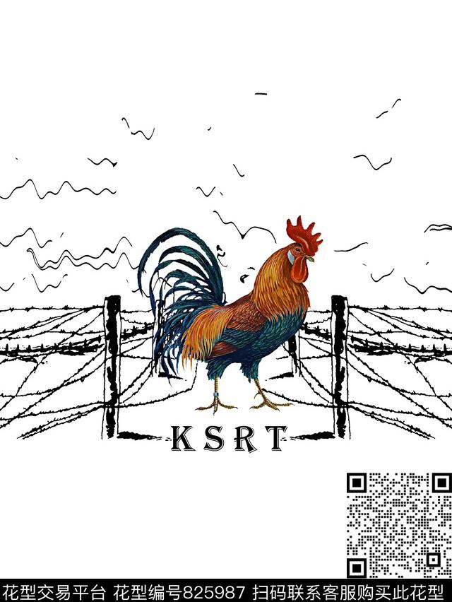 公鸡围栏男装T恤华亿平台数码印花华亿平台下载（图片编号: 825987） - 瓦栏（Walan）