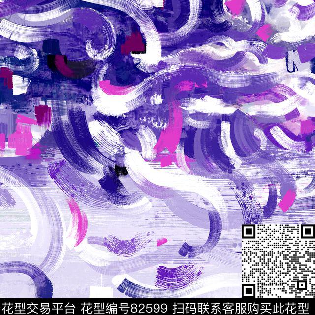 手绘油画抽像传统印花华亿平台下载（图片编号: 82599） - 瓦栏（Walan）