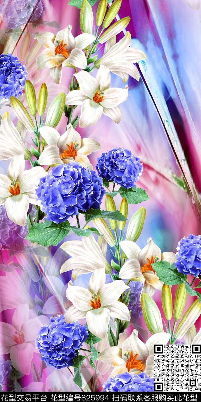 鲜花花卉数码印花数码印花华亿平台下载（图片编号: 825994） - 瓦栏（Walan）