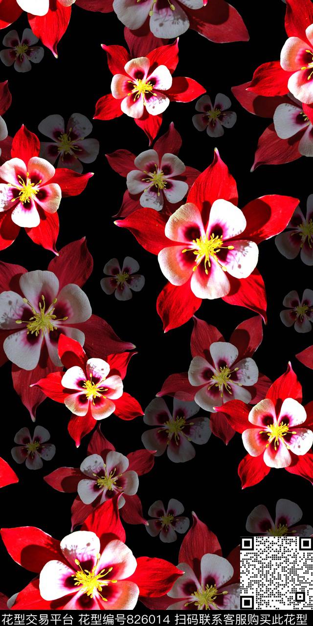 鲜花花卉数码印花数码印花华亿平台下载（图片编号: 826014） - 瓦栏（Walan）