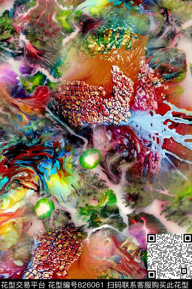 抽象几何拼接数码印花华亿平台下载（图片编号: 826061） - 瓦栏（Walan）