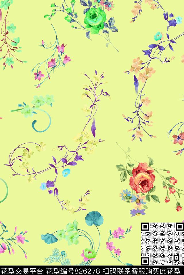 花藤碎花壁纸数码印花华亿平台下载（图片编号: 826278） - 瓦栏（Walan）