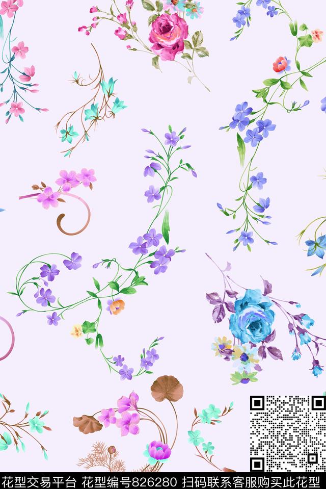 花藤碎花壁纸数码印花华亿平台下载（图片编号: 826280） - 瓦栏（Walan）