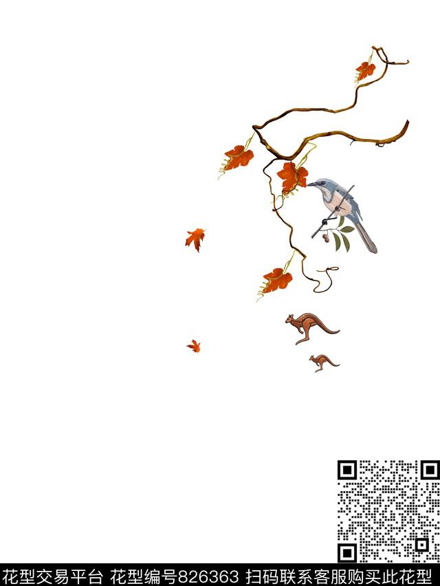 鸟花卉欧式数码印花华亿平台下载（图片编号: 826363） - 瓦栏（Walan）