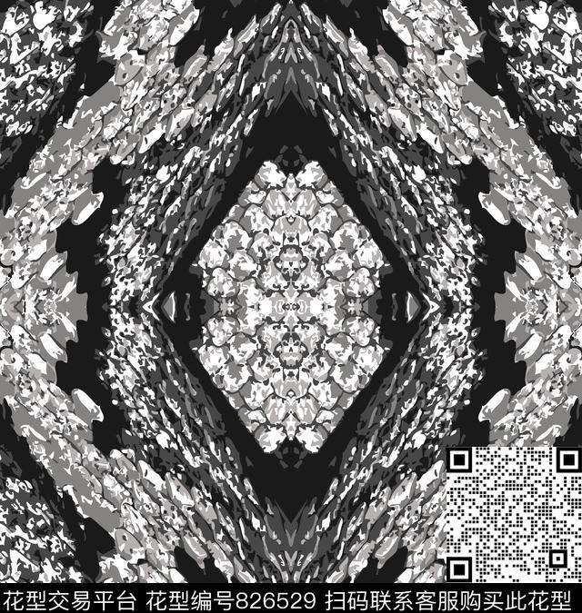 几何蛇纹蛇皮传统印花华亿平台下载（图片编号: 826529） - 瓦栏（Walan）