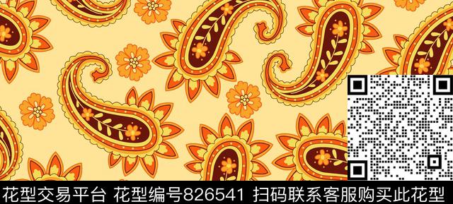 线条火腿花腰果传统印花华亿平台下载（图片编号: 826541） - 瓦栏（Walan）