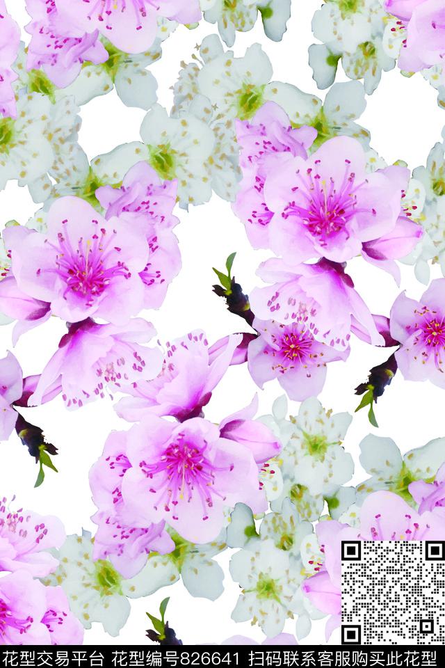 大花花朵花卉数码印花华亿平台下载（图片编号: 826641） - 瓦栏（Walan）