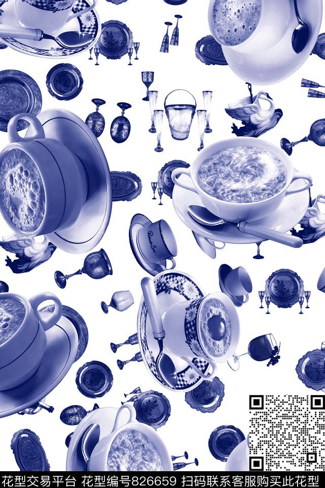 青花瓷中国风陶瓷碗数码印花华亿平台下载（图片编号: 826659） - 瓦栏（Walan）