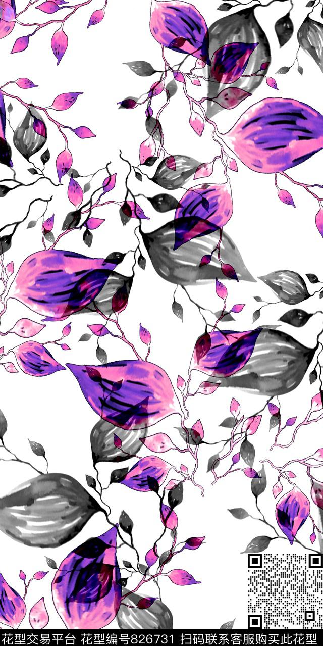 小碎花叶子水彩传统印花华亿平台下载（图片编号: 826731） - 瓦栏（Walan）