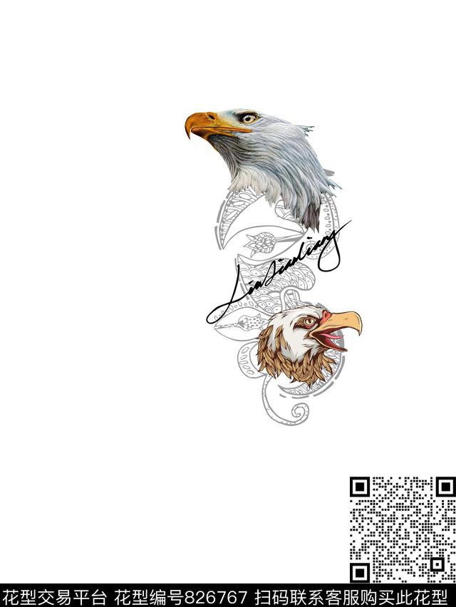 欧式时尚鹰头数码印花华亿平台下载（图片编号: 826767） - 瓦栏（Walan）