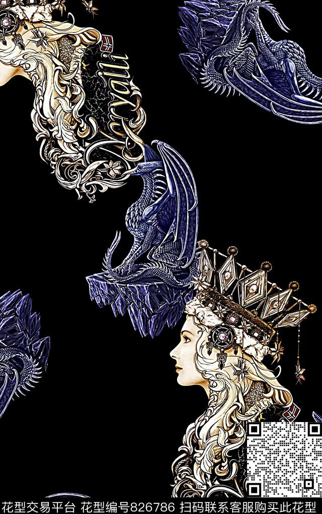 抽象手绘人头纹理印花欧美复古大牌男装夹克外套衬衫T恤印花棉服印花数码印花华亿平台下载（图片编号: 826786） - 瓦栏（Walan）