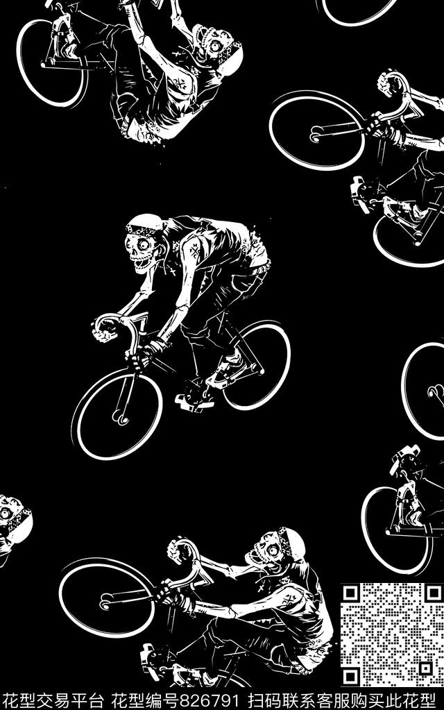 抽象手绘几何骷髅头自行车印花欧美复古大牌男装夹克外套卫衣衬衫T恤印花花几何印花传统印花华亿平台下载（图片编号: 826791） - 瓦栏（Walan）