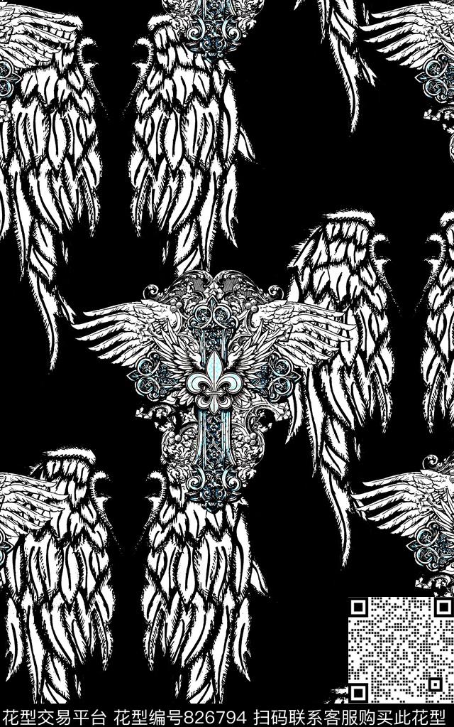 欧美复古大牌男装夹克外套衬衫T恤满版印花纹理印花翅膀几何印花数码印花华亿平台下载（图片编号: 826794） - 瓦栏（Walan）