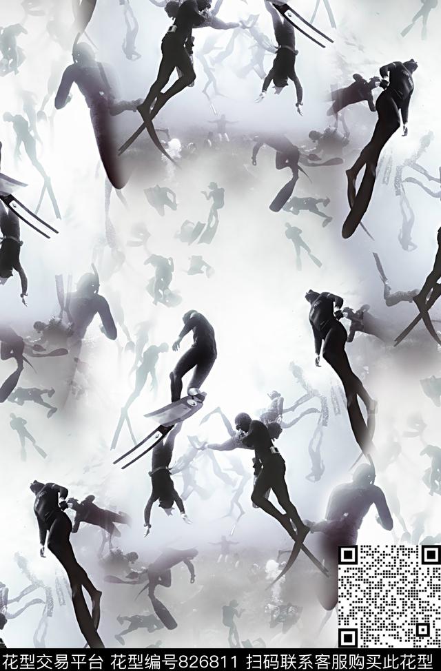 人物纹理抽象男装华亿平台数码印花华亿平台下载（图片编号: 826811） - 瓦栏（Walan）