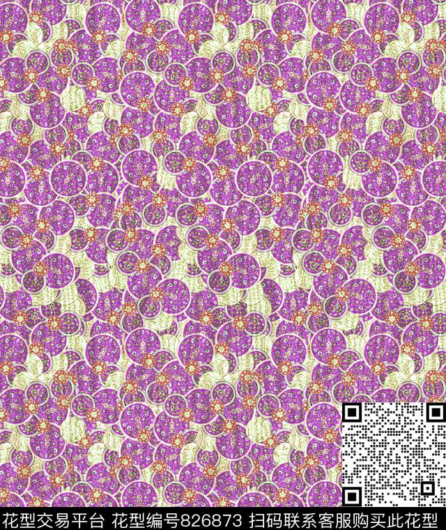 民族风巴洛克宫廷风数码印花华亿平台下载（图片编号: 826873） - 瓦栏（Walan）