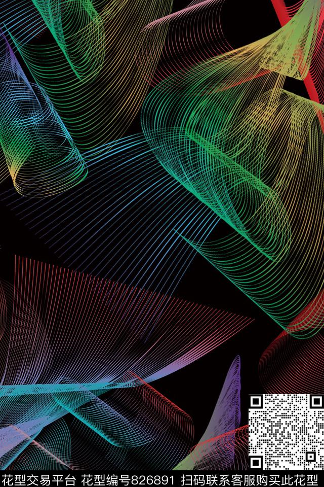 抽象3D线条数码印花华亿平台下载（图片编号: 826891） - 瓦栏（Walan）