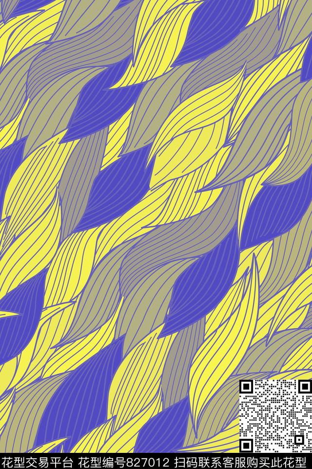 色彩抽象线条传统印花华亿平台下载（图片编号: 827012） - 瓦栏（Walan）