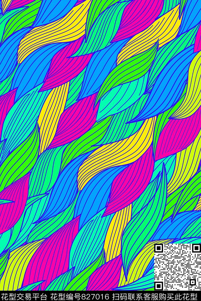 色彩抽象线条传统印花华亿平台下载（图片编号: 827016） - 瓦栏（Walan）