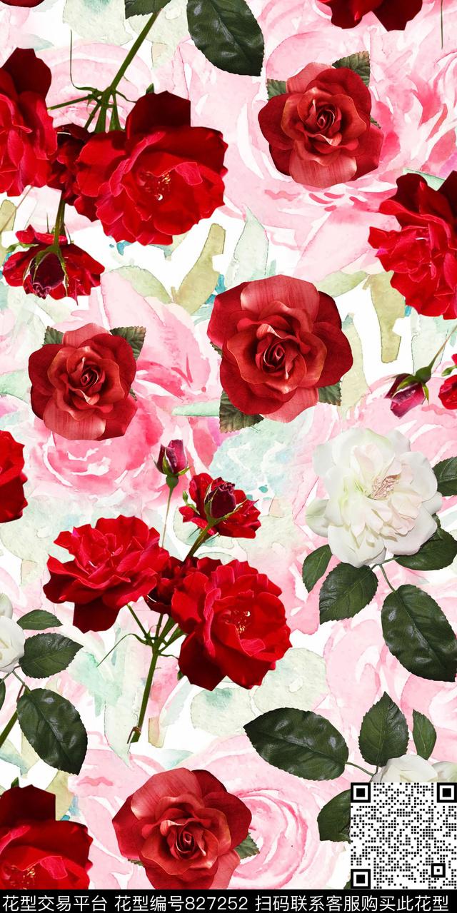 百合牡丹花卉数码印花华亿平台下载（图片编号: 827252） - 瓦栏（Walan）