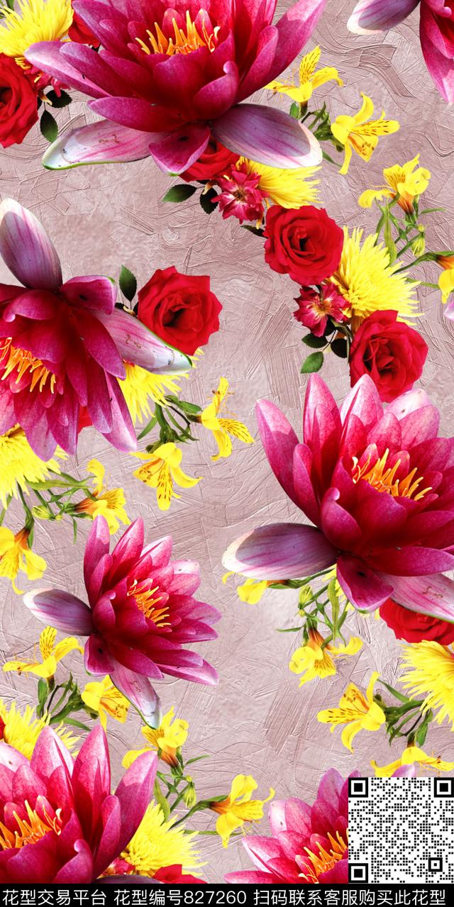 花卉数码印花华亿平台下载（图片编号: 827260） - 瓦栏（Walan）