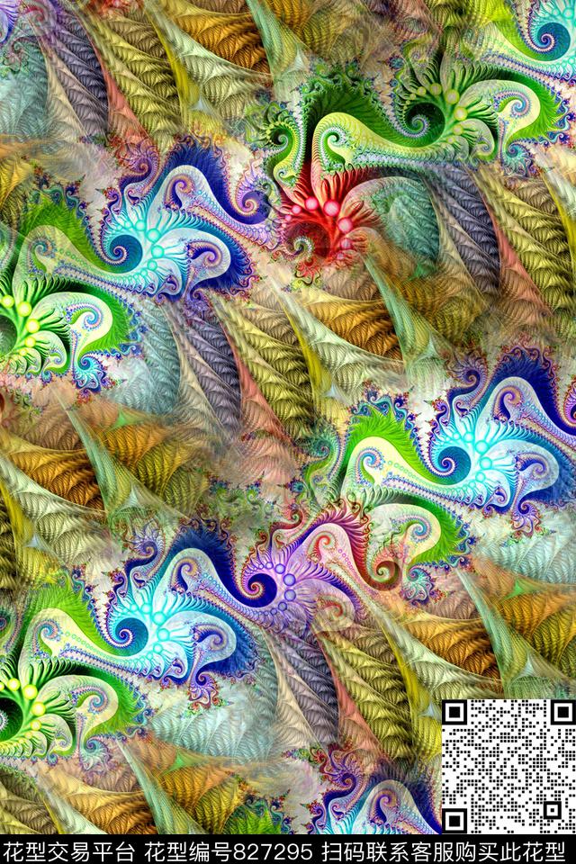 抽象几何条纹数码印花华亿平台下载（图片编号: 827295） - 瓦栏（Walan）