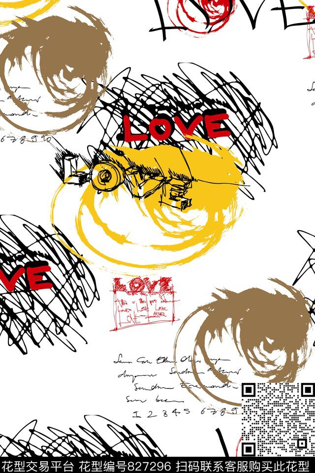 休闲手绘几何数码印花华亿平台下载（图片编号: 827296） - 瓦栏（Walan）