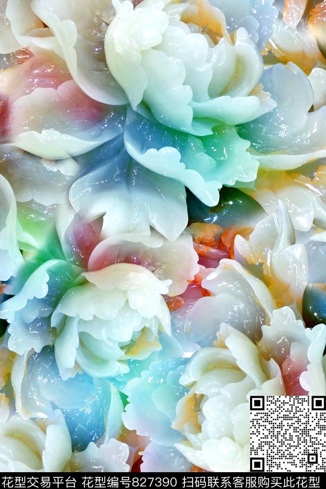 花卉玉石牡丹数码印花华亿平台下载（图片编号: 827390） - 瓦栏（Walan）