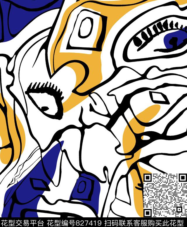 几何抽象条纹传统印花华亿平台下载（图片编号: 827419） - 瓦栏（Walan）