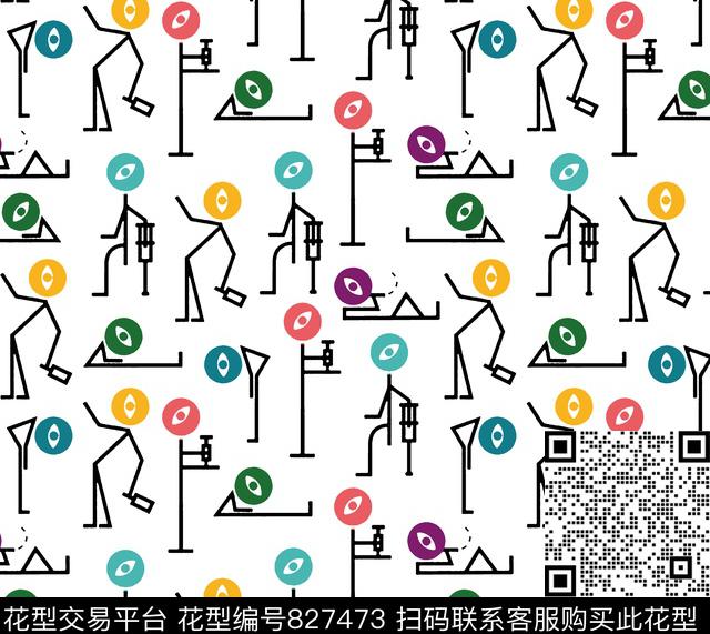 婴童卡通抽象传统印花华亿平台下载（图片编号: 827473） - 瓦栏（Walan）