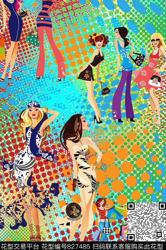 圆形几何数码印花华亿平台下载（图片编号: 827485） - 瓦栏（Walan）