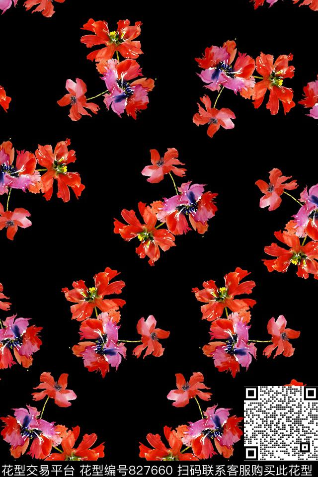 碎花乱花简约数码印花华亿平台下载（图片编号: 827660） - 瓦栏（Walan）