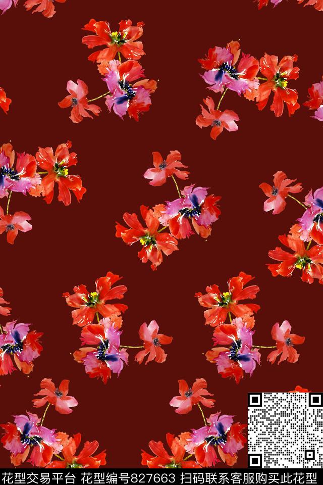 碎花乱花简约数码印花华亿平台下载（图片编号: 827663） - 瓦栏（Walan）