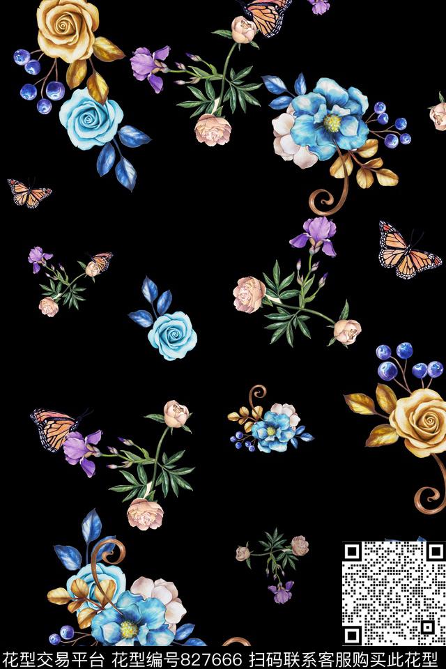 碎花花卉简约数码印花华亿平台下载（图片编号: 827666） - 瓦栏（Walan）